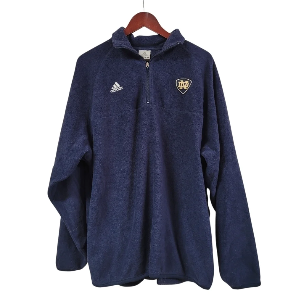 Vintage Notre Dame Fighting Irish Adidas Quarter Zip Fleece Pullover Large